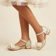 Bambina scarpe flower girl all'aperto cristallo similpelle punta tonda tacco spesso scarpe