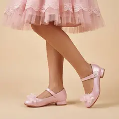 Bambina scarpe flower girl cosplay perla imitazione similpelle punta tonda tacco spesso scarpe