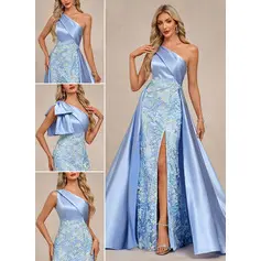 Robe maxi à une épaule avec fleurs en paillettes