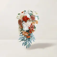 Keinotekoinen hääkukat vesiputous silkki kukka ruusut morsiamen kukkakimppuihin 