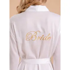 Robe de chambre brodée satin dentelle douce pour mariée
