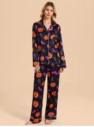 Halloween Pumpkin Printed Pajamas Set
