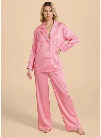 Ensemble pyjama col revers imprimé manche longue pantalon long