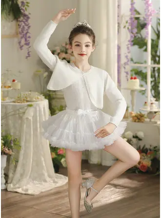 Baumwolle Lange Ärmel Blumenmädchen Strickjacke Bolero & Stola 