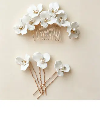 Coiffe de mariage pearl fleurs ensemble de peignes à cheveux (lot de 4)