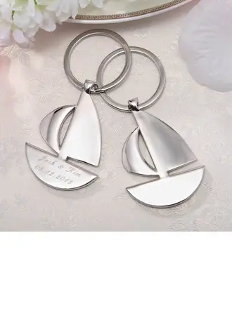 Personalized Sailboat Stainless Steel Keychains (Set of 4) 