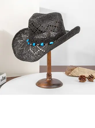 Dla kobiet Boho Lato Zespół z koralikami Rafia słomy Impreza Kapelusze słoneczne