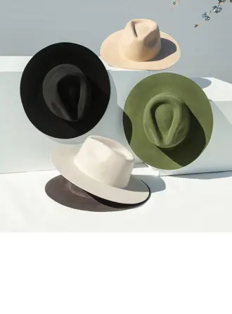 Einfache Flachrand Winter Wollen Hochzeit Fedorahut 