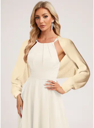 Knit 長袖 カジュアル 柔らかい ジャケット/ラップ ボレロ 