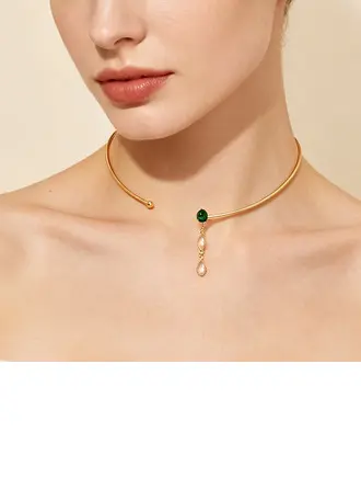 Style classique ovale strass collier de collier fête bijoux la mariée
