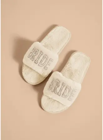Chaussons pelés mariée lettres perlées