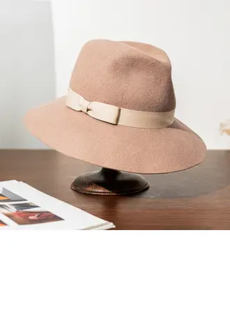 Elegant Winter Schleife Wollen Hochzeit Fedorahut 