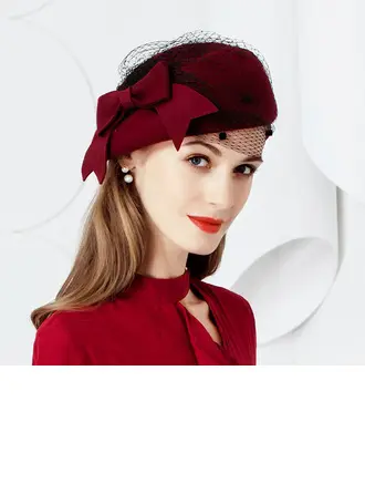 Béret chapeau femmes élégante hiver nœud voile coton mariage cocktail 