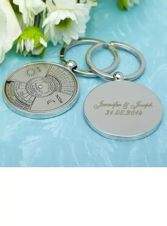 Personalized Perpetual Calendar Stainless Steel Keychains (Set of 6) 