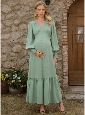 Abito premaman maxi maniche lunghe con fiocco in chiffon