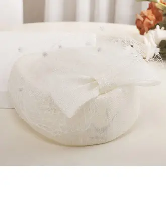 Women's Bridal Bow Sinamay Wedding Pillbox Hats With Clip