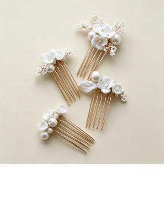 Coiffe de mariage pearl fleurs ensemble de peignes à cheveux (lot de 4)