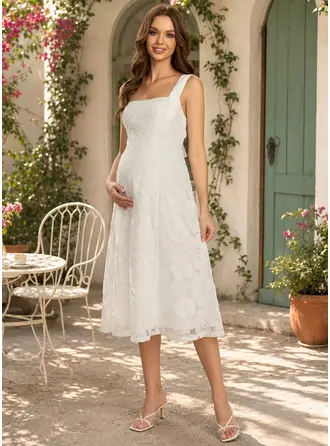 Vestido premamá midi con sin mangas lazo de encaje