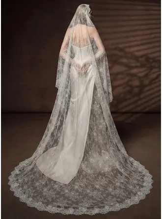 Pitsireuna yksitasoinen mantilja tuomiokirkon pituus 300 cm häät veil
