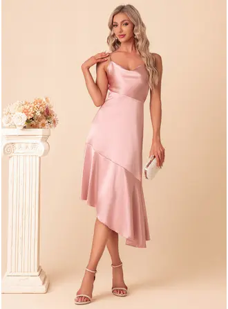 Kjole Midi i Sateng med Cowl Sløyfe