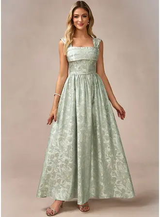 Square Sleeveless A-line Jacquard Maxi Dress 