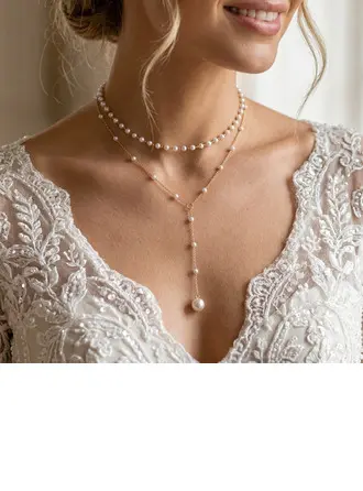 Gare pearl collier lariat mariage bijoux elle