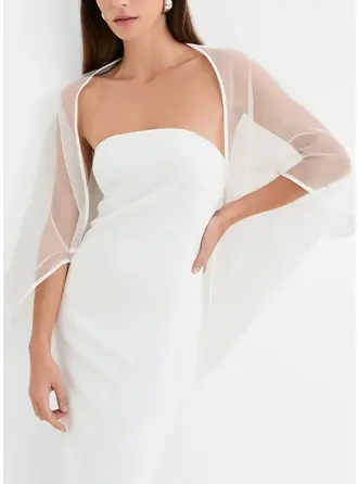 チュール 3/4袖 シンプル ソリッドカラー ジャケット/ラップ 