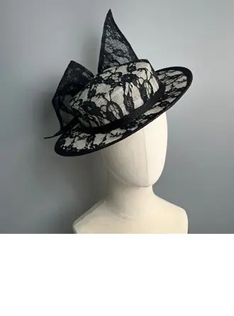 Mujer borde lazo encaje sinamay el derby de kentucky sombreros de la iglesia con diadema 