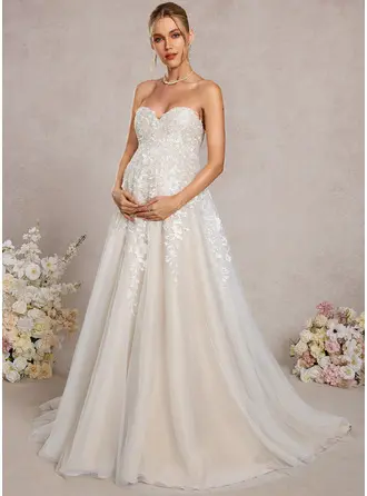Ball-Gown/Princess Sweetheart Strapless Lace Maternity Dresses