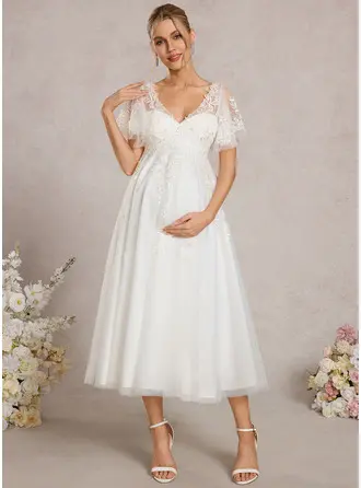 A-line Sequins Lace Maternity Dresses