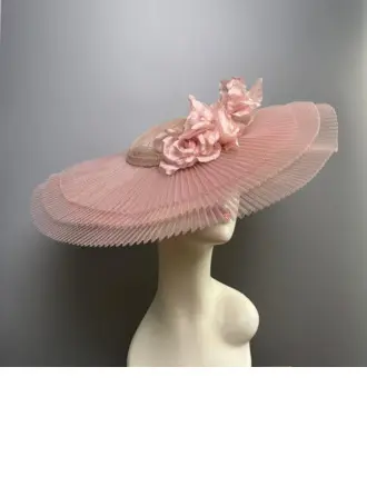 Mujer grandes flores de seda sinamay el derby de kentucky fascinadores con diadema 