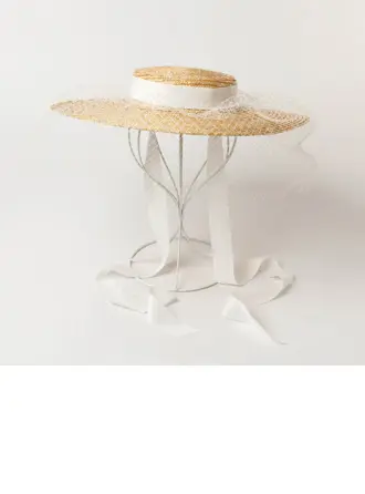 Dla kobiet Płaski brzeg Lato Welon Rafia słomy Święto Kapelusze słoneczne