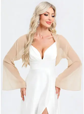 Gaas effen kleur lange mouwen wedding gast bolero