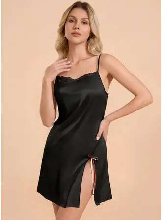 Matte Satin Lace Night Gown