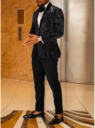 Sequin 2 Piece Single Breasted Classic Fit Men's Prom Tuxedo Suit 