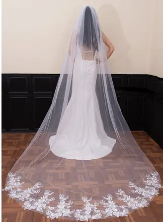 Blumen Schnittkante Einstufig Hochzeit Kathedralenschleier 300 cm Brautschleier 