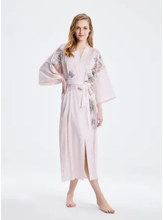 Tea-Length Floral Robe 