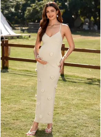 Kotelomekko v-kaula nilkka-pituus jersey äitiysmekot jossa kukka 