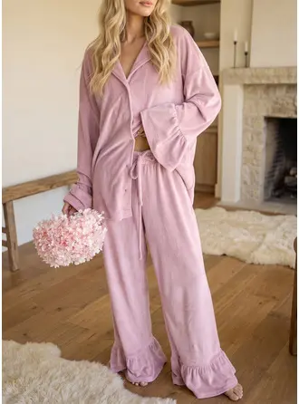 Weiches Flanell Pyjama Set mit Rüschen