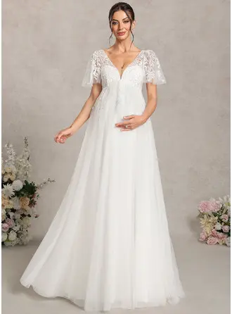 Vestido premamá línea a con lentejuelas de encaje
