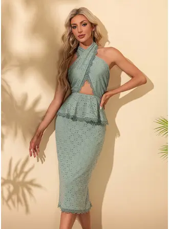 Kjole Midi med Halterneck