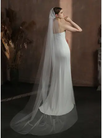 Schlicht Schnittkante Einstufig Hochzeit Kapellenschleier 250 cm Brautschleier 