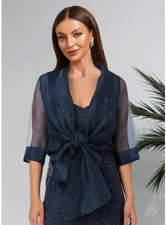 オーガンザ 1/2スリーブ 夕方 結婚式のゲスト ジャケット/ラップ 