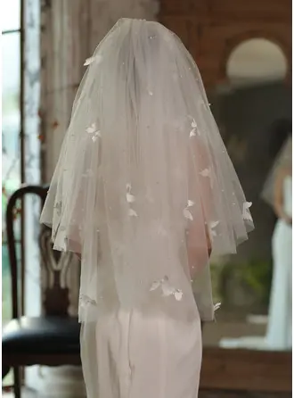 Perlen Schmetterling Schnittkante Zweistufig Hochzeit Kurzer Schleier 75 cm Brautschleier Mit Gesichtsteil 
