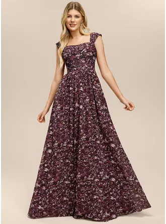 Square Sleeveless Floral Print Dress