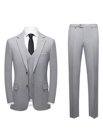 Striped 3 Piece Single Breasted Men's Casual Suit 