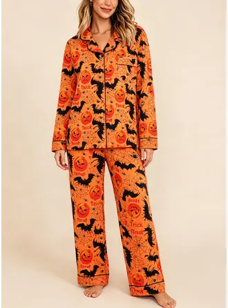 Halloween Theme Print Comfort Pajamas Set