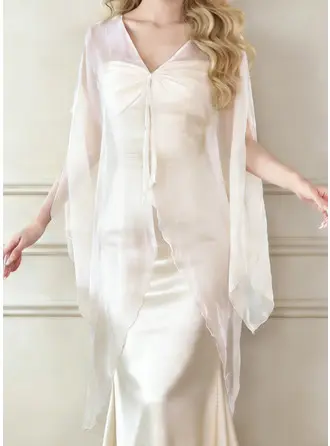 Woal Krótkie rękawy Formalny Ślubny Okrycie