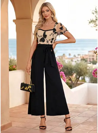 Flores 3d renda maxi macacão