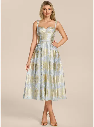 Escote corazón sin mangas jacquard vestido